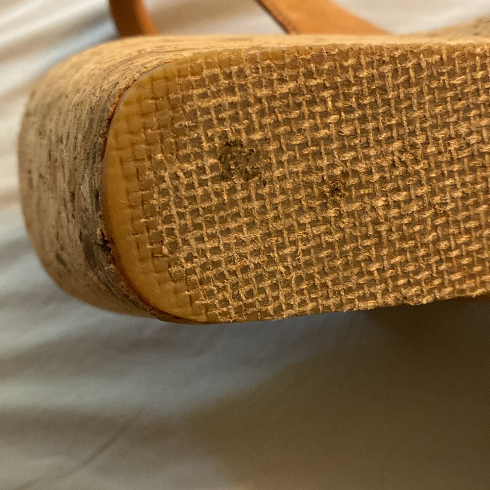 Tan Nubuck Cork Espadrille Wedge Slingback - Picture 11 of 16